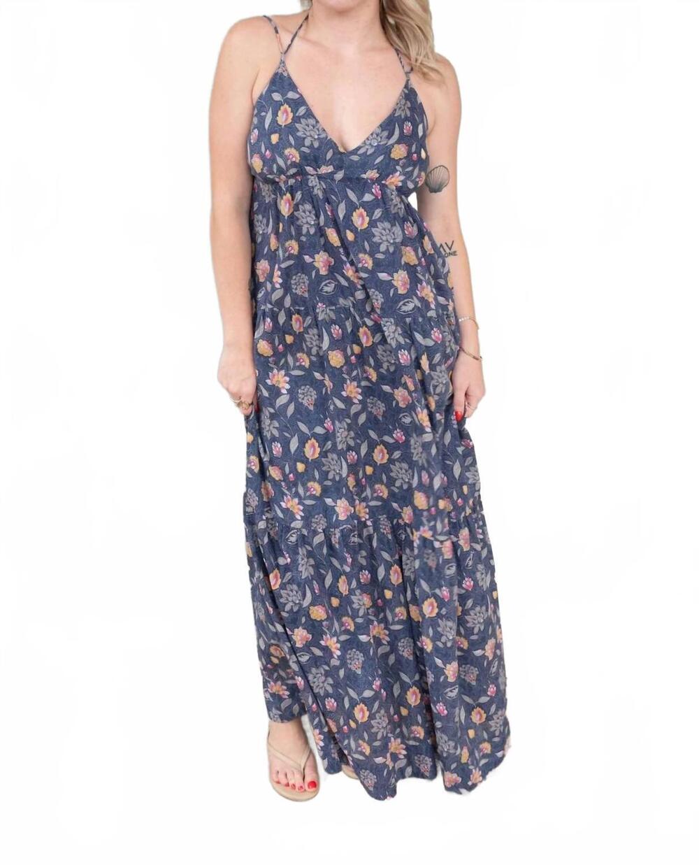 NEW MICHAEL STARS isolde tiered maxi dress in nocturnal